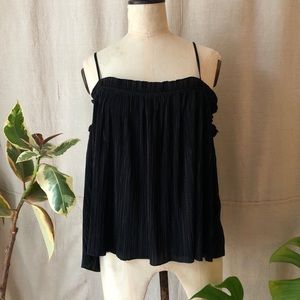 NWT + Madewell + black pleated ruffle tank
